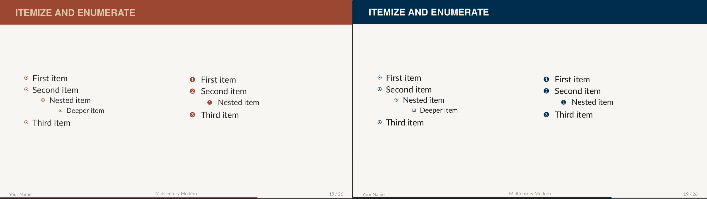 Itemize and enumerate